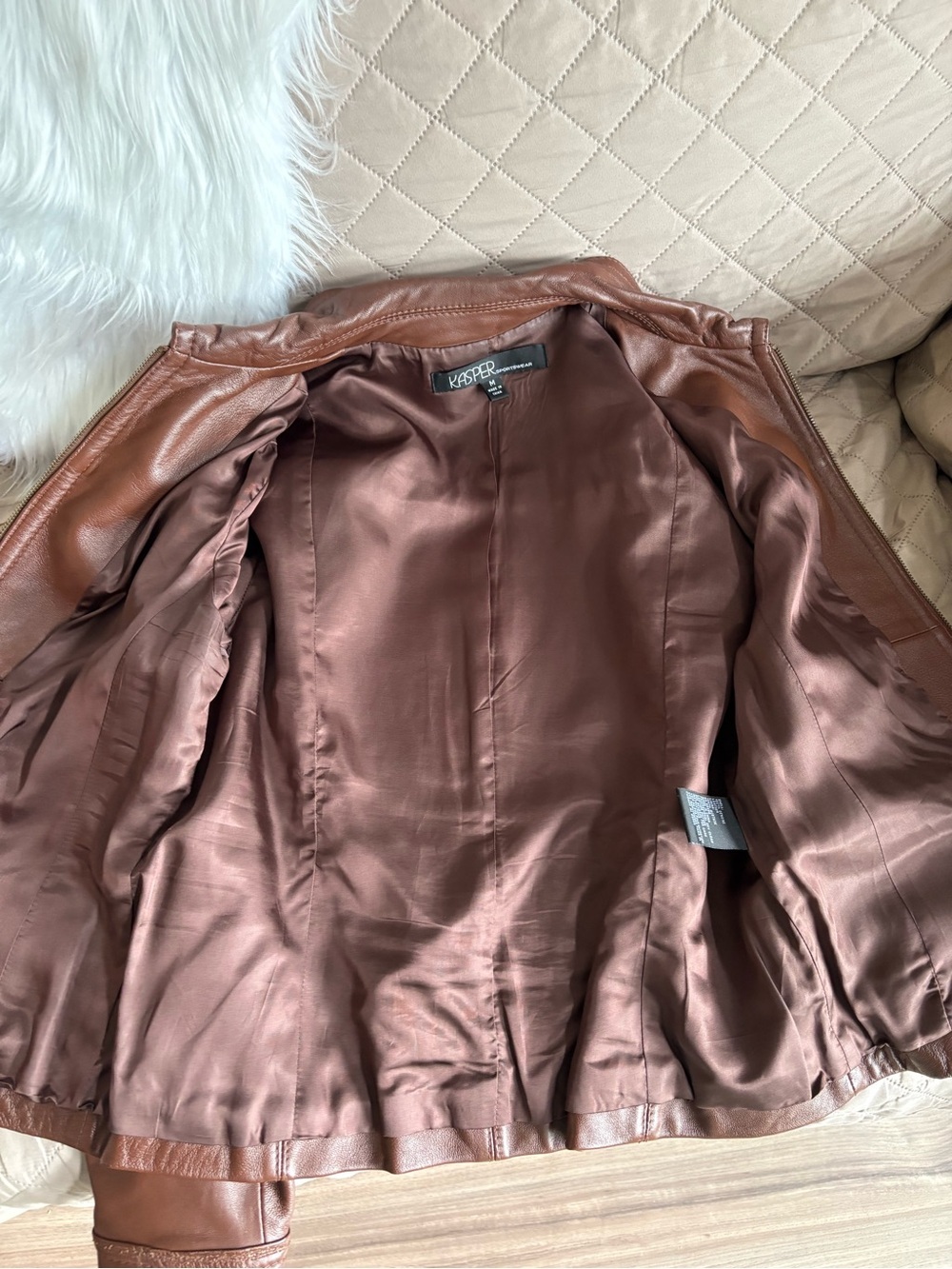 Vintagr Kasper Women's Chestnut Brown 100% Genuine Leather Zip Jacket - Picture 4 of 6